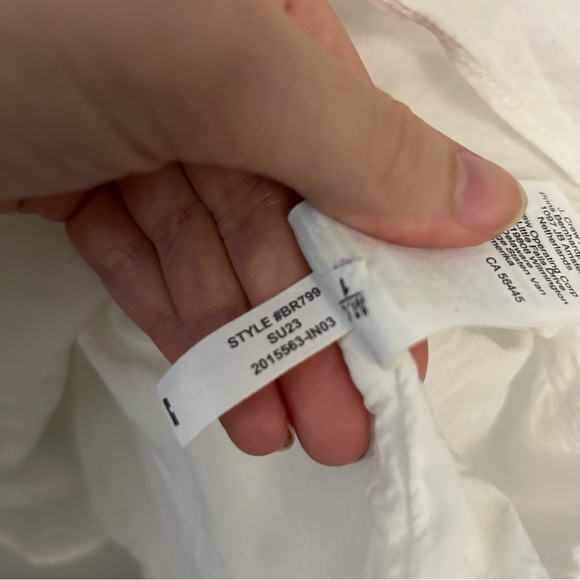 J.Crew V-Neck Smocked-Waist Top in White Lightweight Cotton - Picture 7 of 7